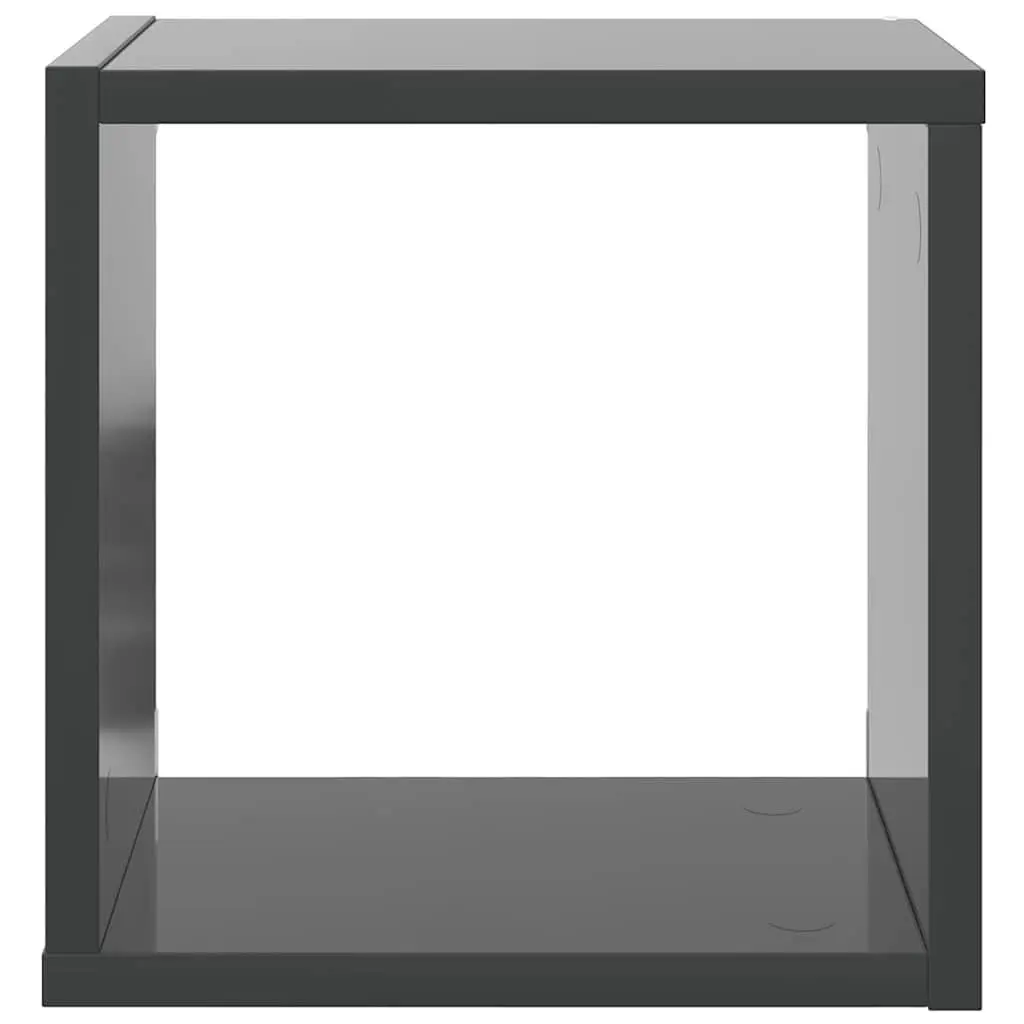Wall Cube Shelves 2 Piece Floating Storage Display Organizer for Living Room Bedroom Kitchen Grey 26x15x26 cm