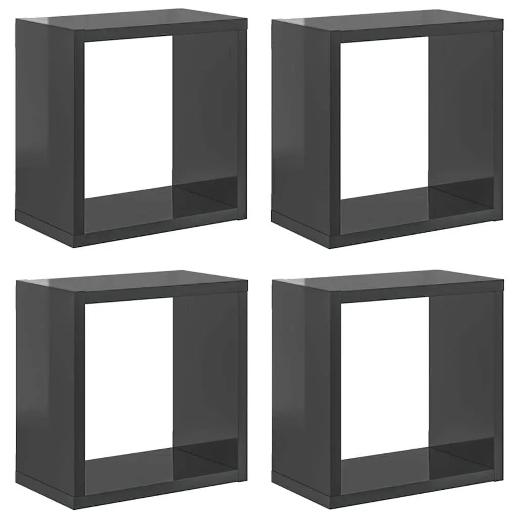 Cube Shelves 4 Pieces Grey Floating Storage Display Home Decor Organizer