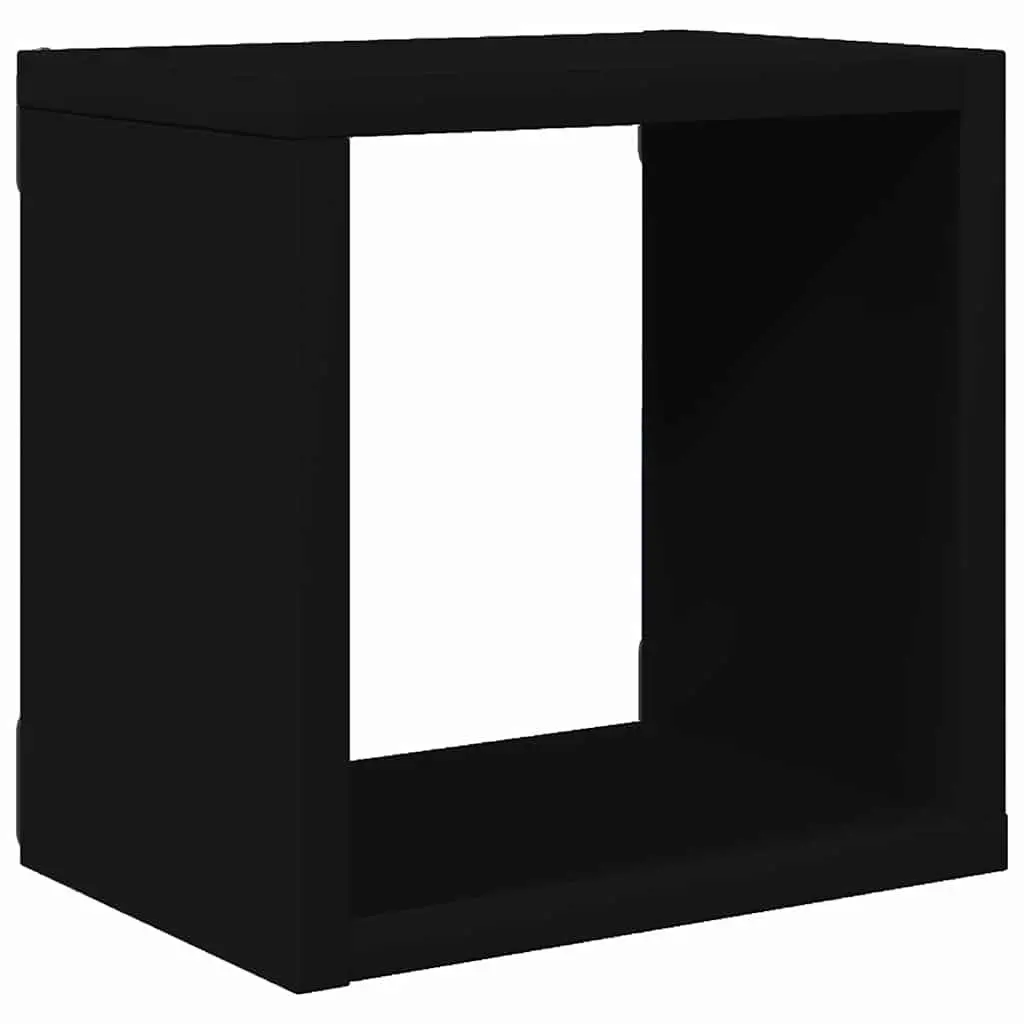 Black Floating Storage Display Organizer Wall Cube Shelves Set of 6 for Home Use 22x15x22cm