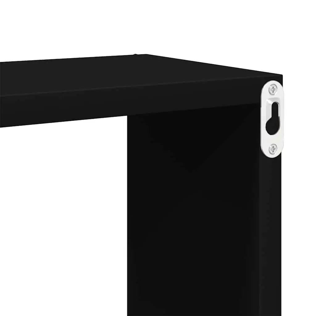 Black Floating Storage Display Organizer Wall Cube Shelves Set of 6 for Home Use 22x15x22cm