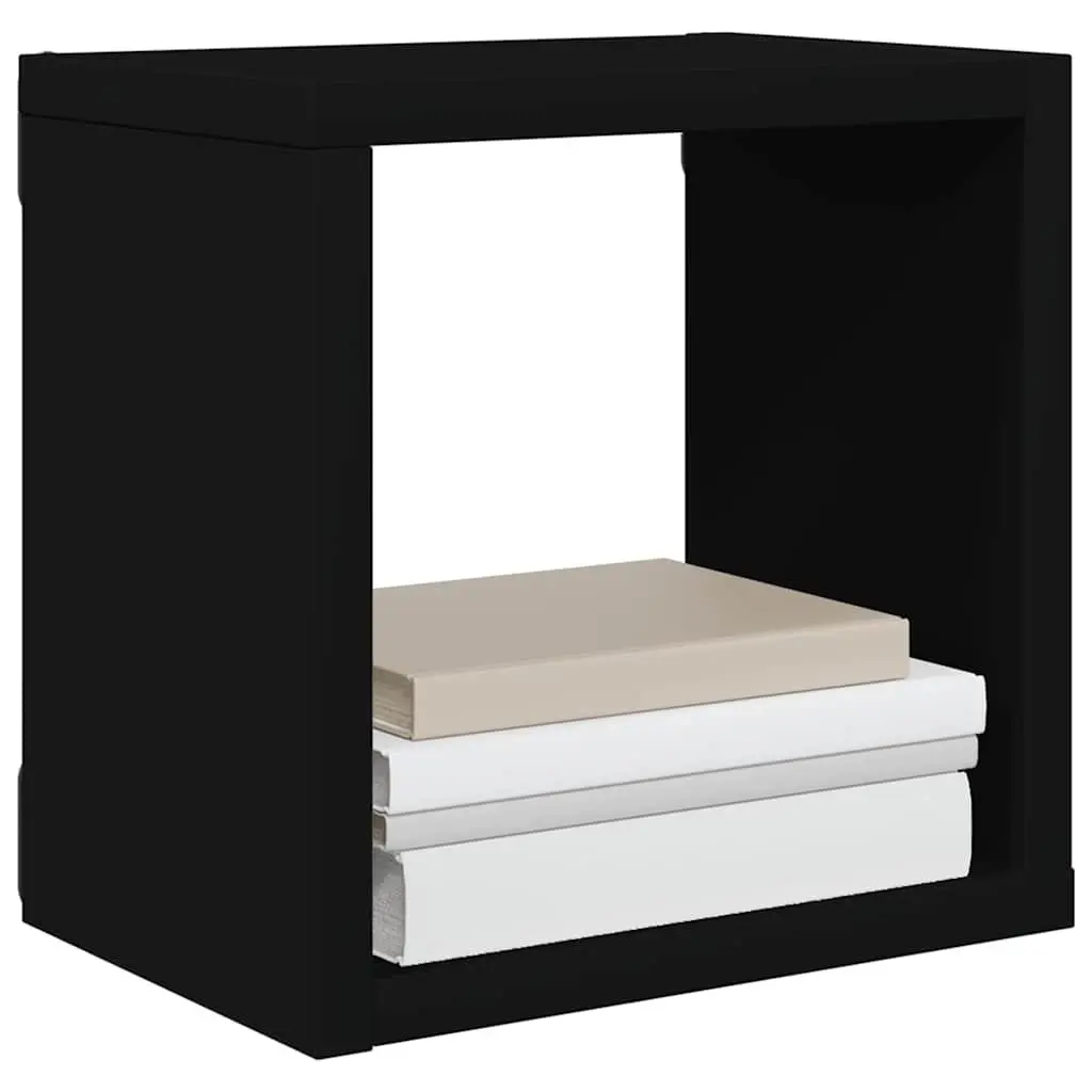 Black Floating Storage Display Organizer Wall Cube Shelves Set of 6 for Home Use 22x15x22cm