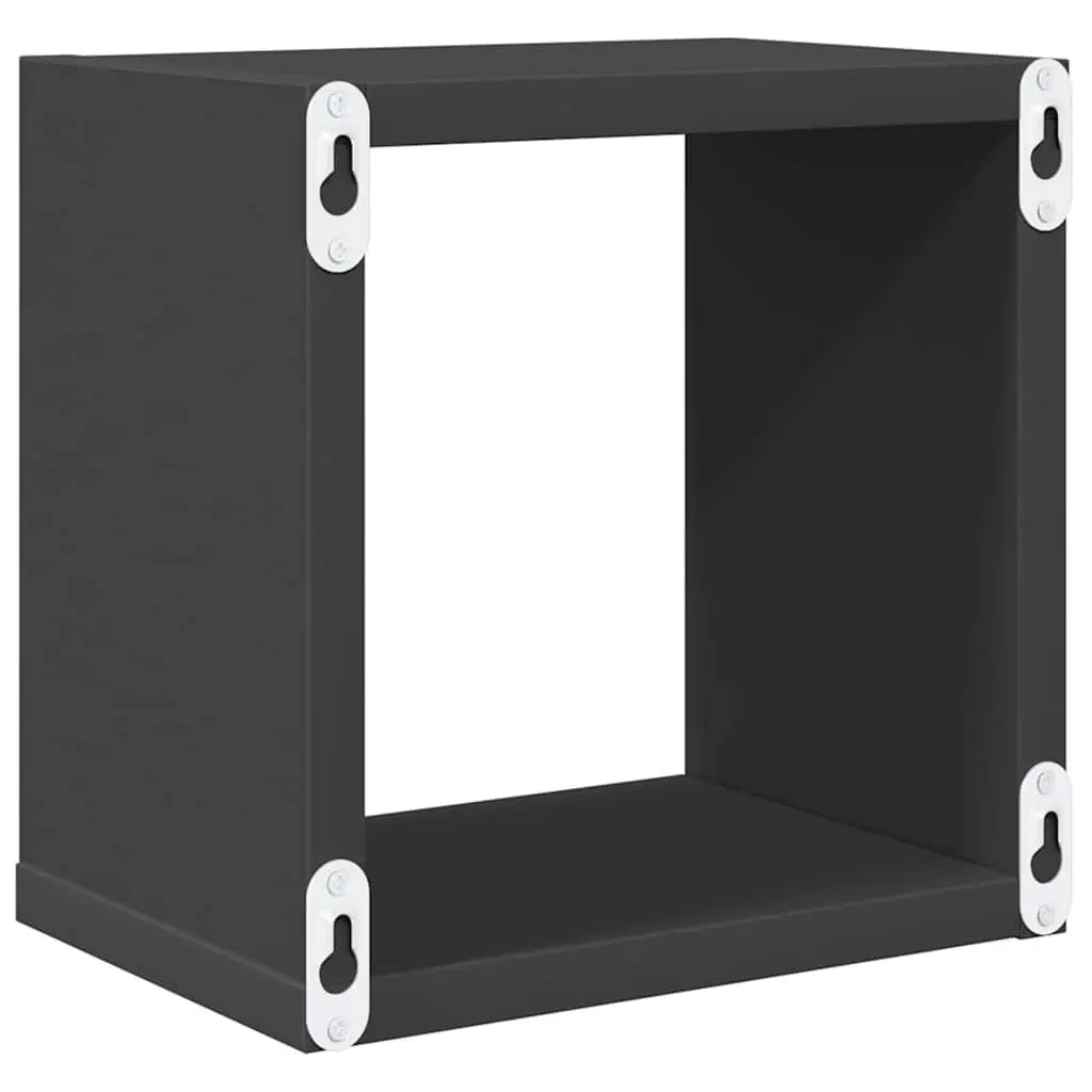 Floating Cube Shelves Set 4 Pieces Grey Wall Mounted Storage Display for Living Room Bedroom Kitchen