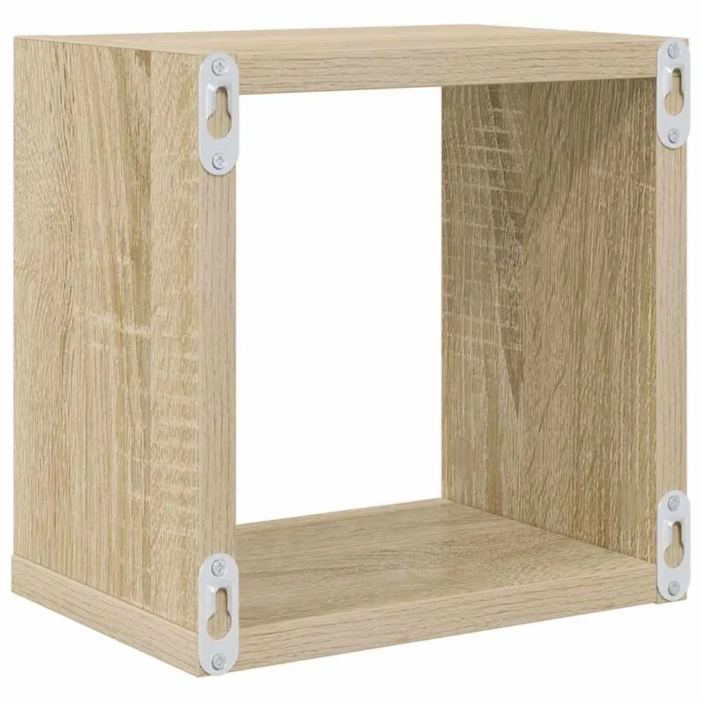 Wall Cube Shelves 6 Pieces Brown Floating Storage Display Organizer Home Decor