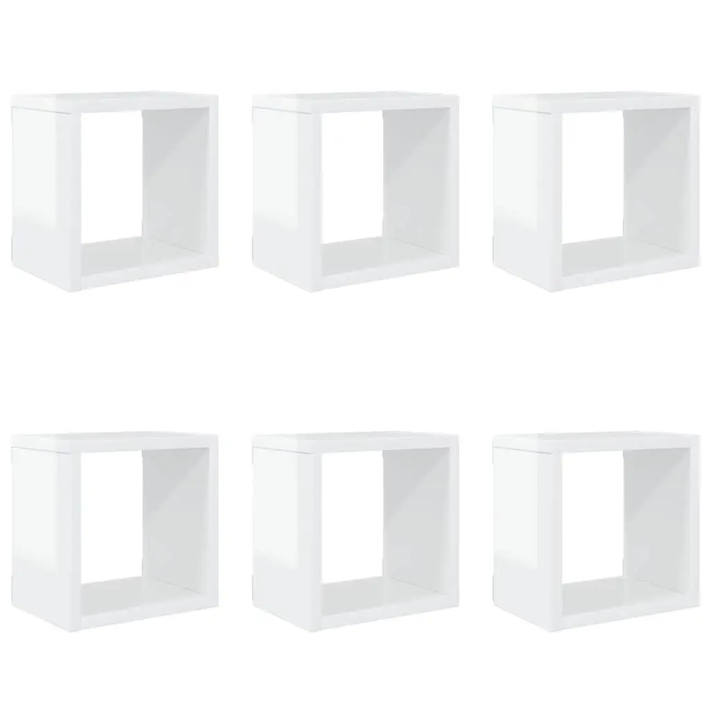Wall Cube Shelves Set 6 Piece Floating Storage Display Organiser Home Decor White