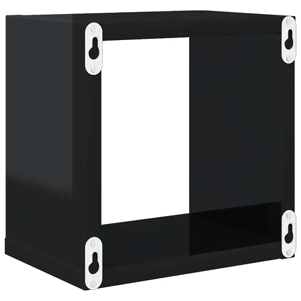Wall Cube Shelves 4 Pcs Floating Storage Display Black Hanging Organizer Set
