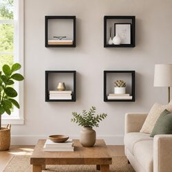 Specifications of Grey Wall Cube Shelves - 4 Count