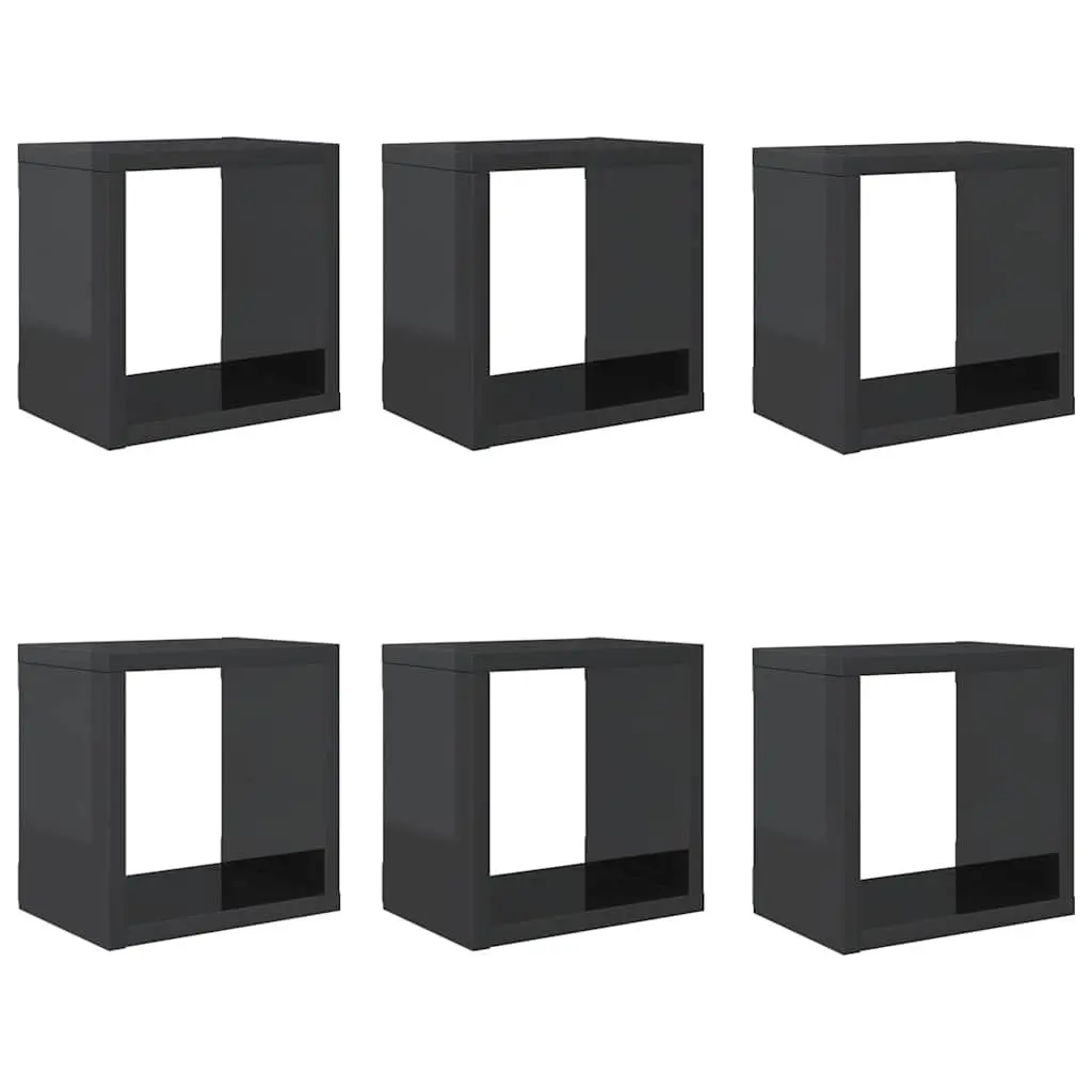 Wall Cube Shelves 6 Piece Set Floating Storage Display Grey Home Decor