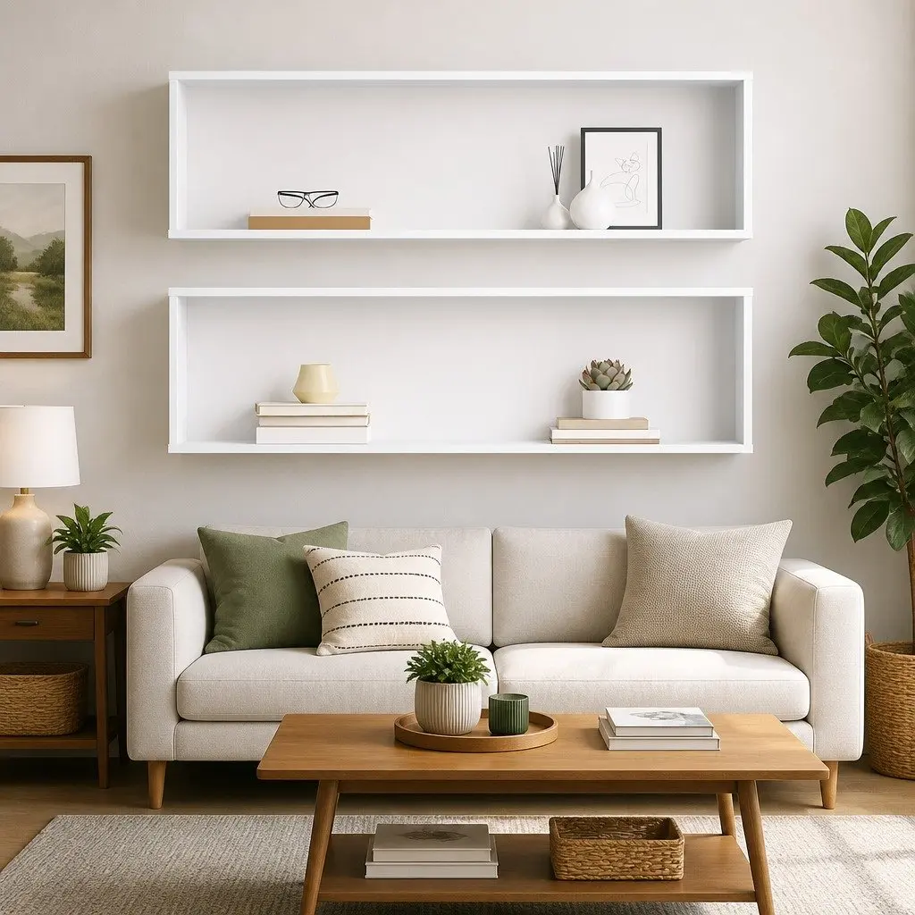 Wall Cube Shelves for Display and Storage 100x15x30 cm White 2 Piece
