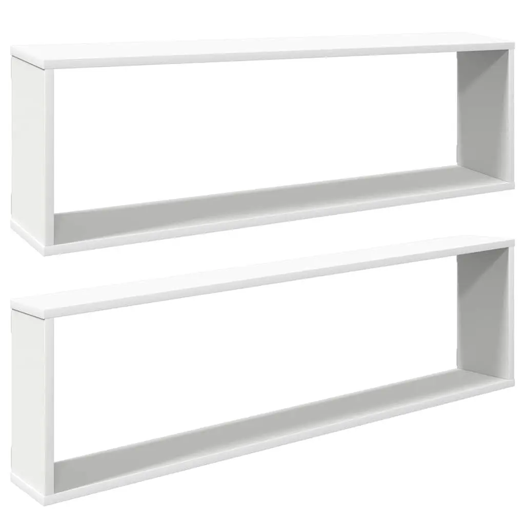 Wall Cube Shelves for Display and Storage 100x15x30 cm White 2 Piece