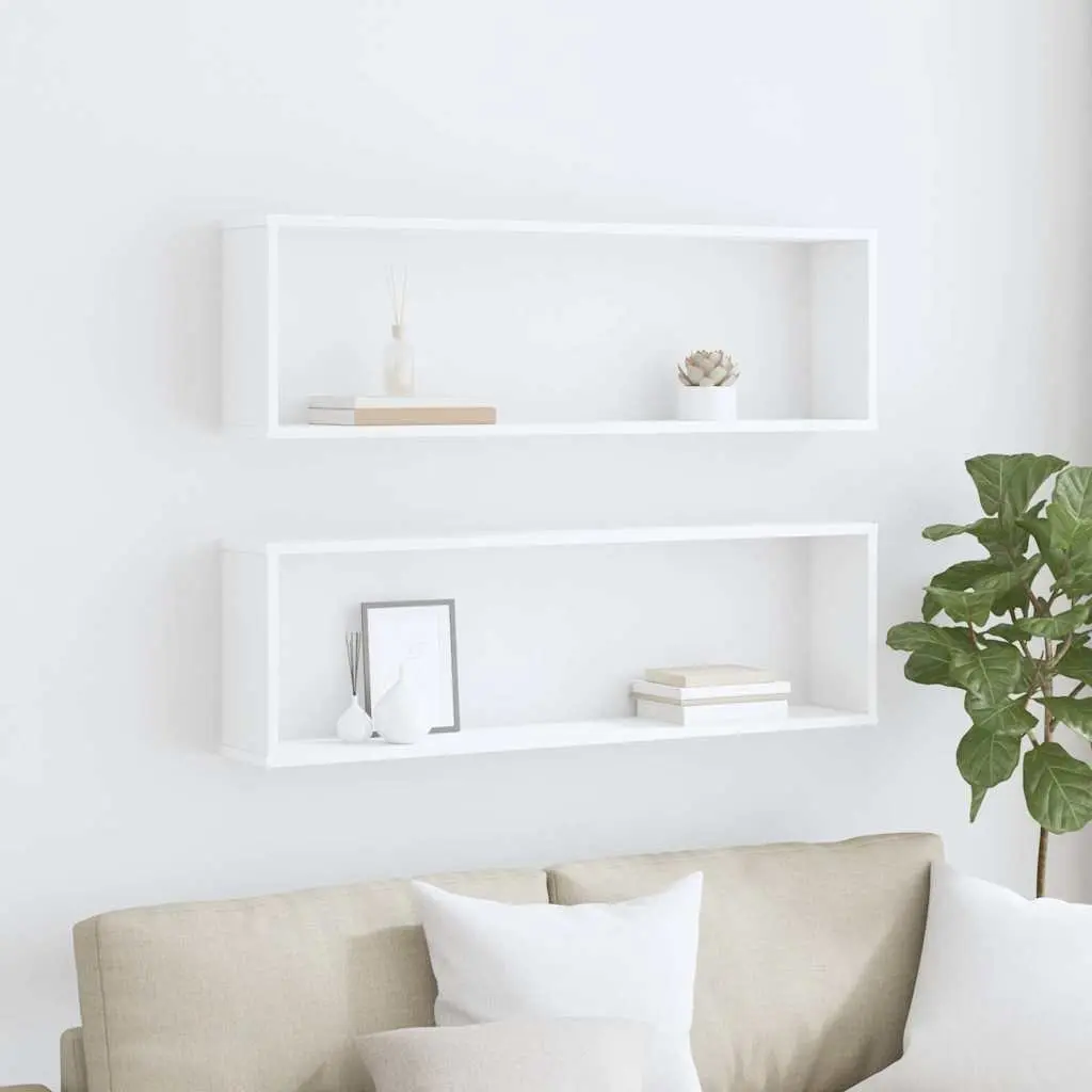 Wall Cube Shelves for Display and Storage 100x15x30 cm White 2 Piece