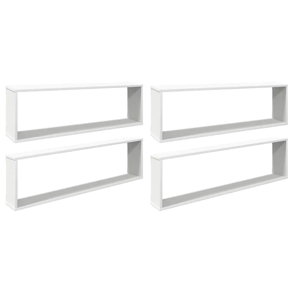 Wall Cube Shelves Set 4 pcs Display Storage Floating Shelving White Engineered
