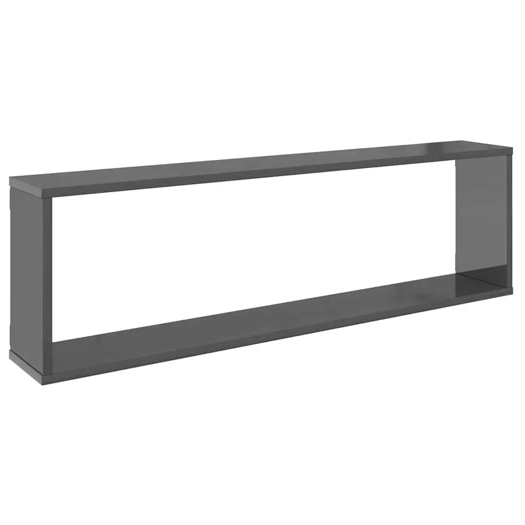 Wall Cube Shelves for Display and Storage Grey 100x15x30 cm 2 Piece Floating Shelving Unit