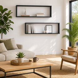 Wall Cube Shelves 80x15x26.5 cm Grey - 2 pcs