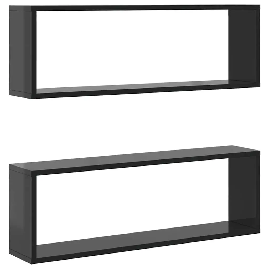 Grey Wall Cube Shelves Set of 2