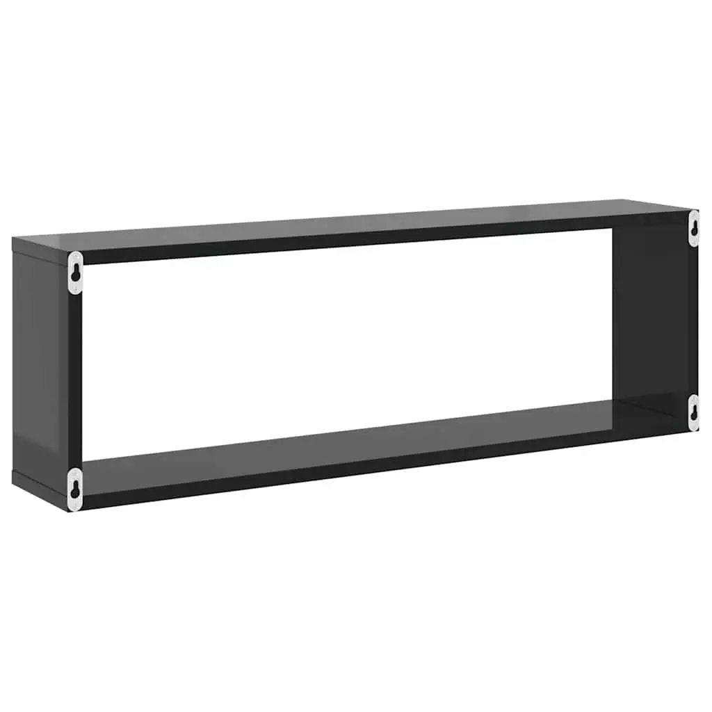 Grey Wall Cube Shelves Set of 2