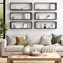 Wall Cube Shelves Set 6 Pieces Grey Storage Display Floating Shelving Unit