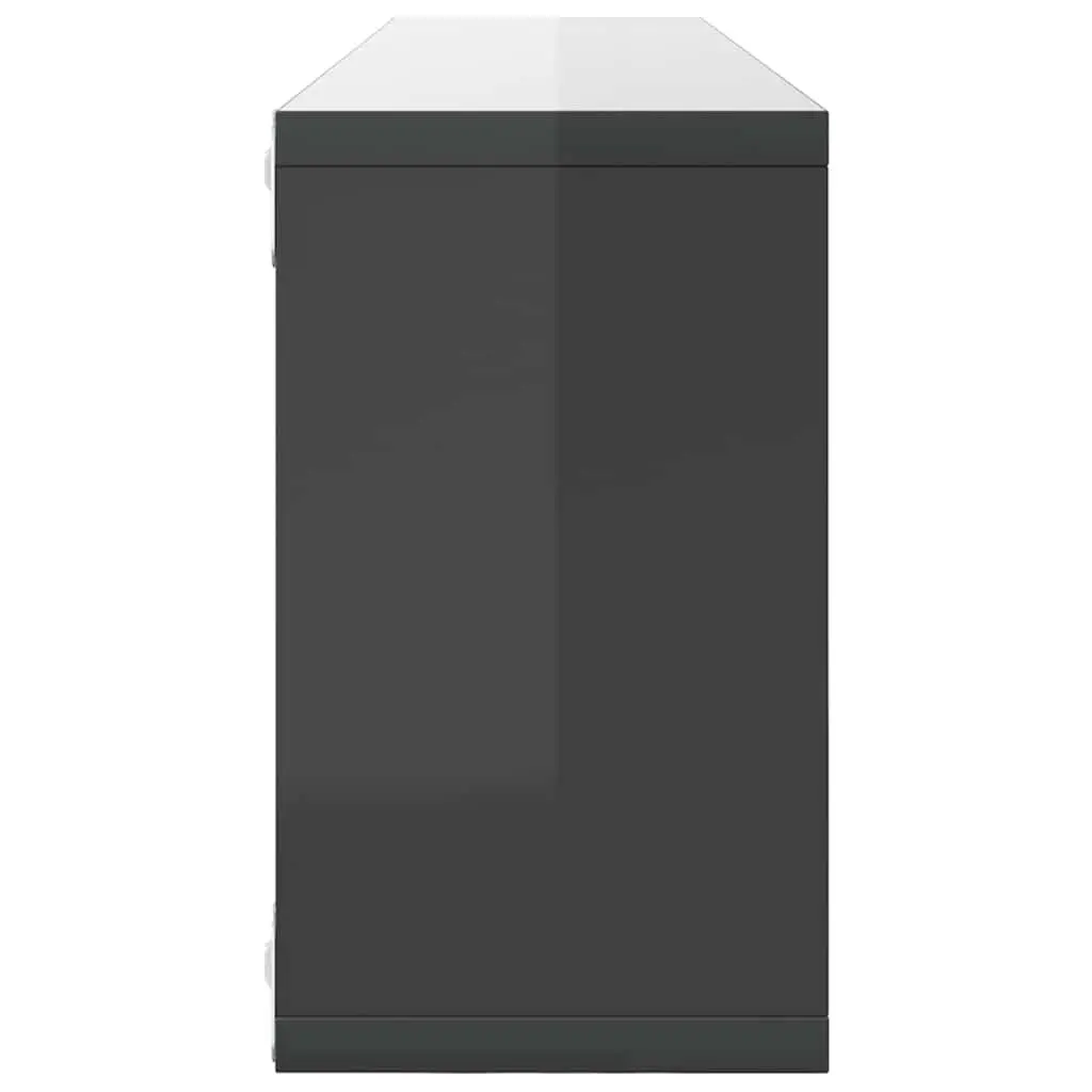 Grey Floating Cube Shelves 6 Piece Set Wall Mounted Storage Display Unit
