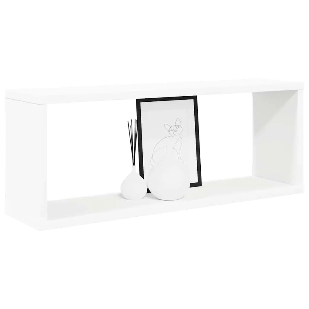 Wall Cube Shelves 2 pcs White Floating Storage Display Shelving Unit