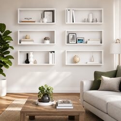 Dimensions and Details of 6 Piece Wall Cube Shelf Set