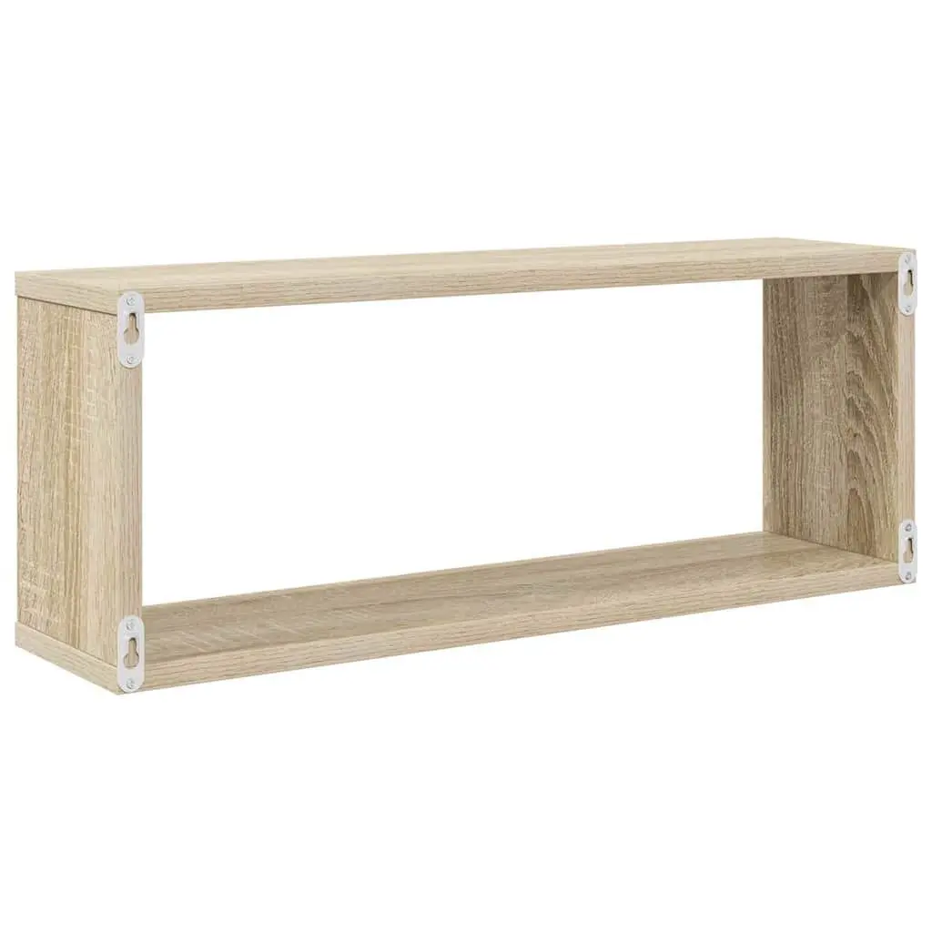 Wall Cube Shelves Set of 2 for Storage and Display Sonoma Oak 60 x 15 x 23 cm