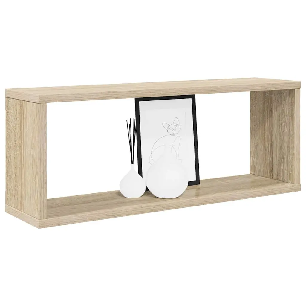 Wall Cube Shelves for Home Decor 60W x 15D x 23H cm Brown Floating Storage Display Organiser Set of 4
