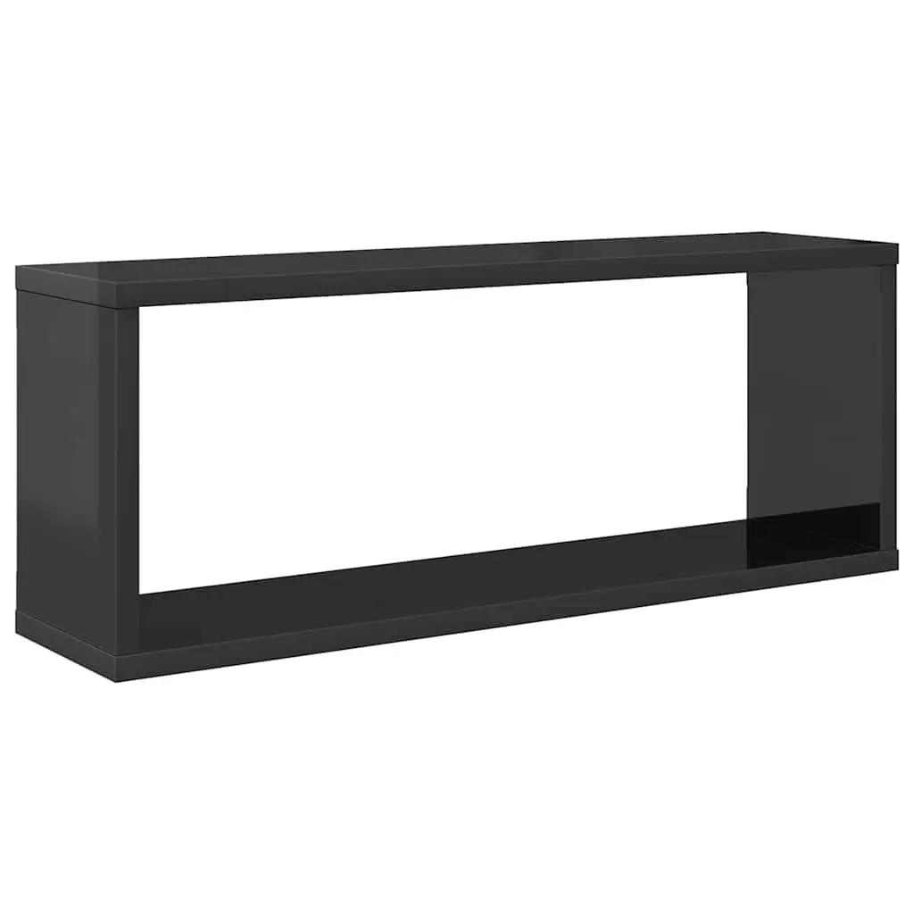 Wall Cube Shelves Grey Floating Storage Display Set of 2 Engineered Wood