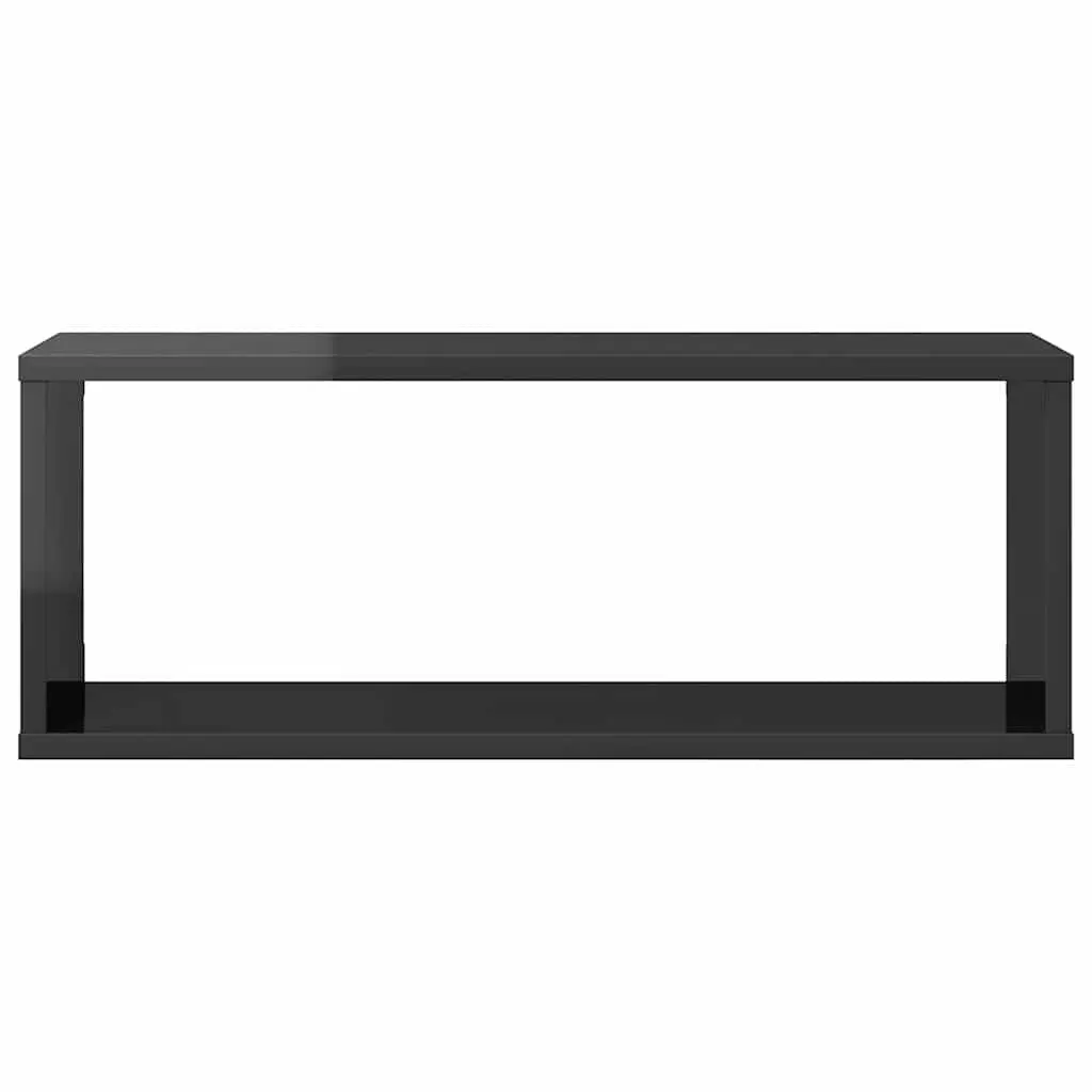 Wall Cube Shelves Grey Floating Storage Display Set of 2 Engineered Wood