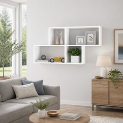 Wall Shelf Dimensions: 100 x 18 x 53 cm, White Finish