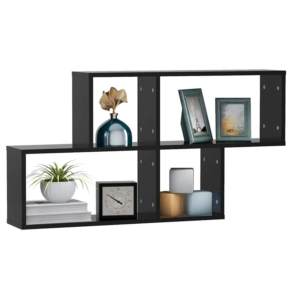 Black Floating Wall Shelf Organizer