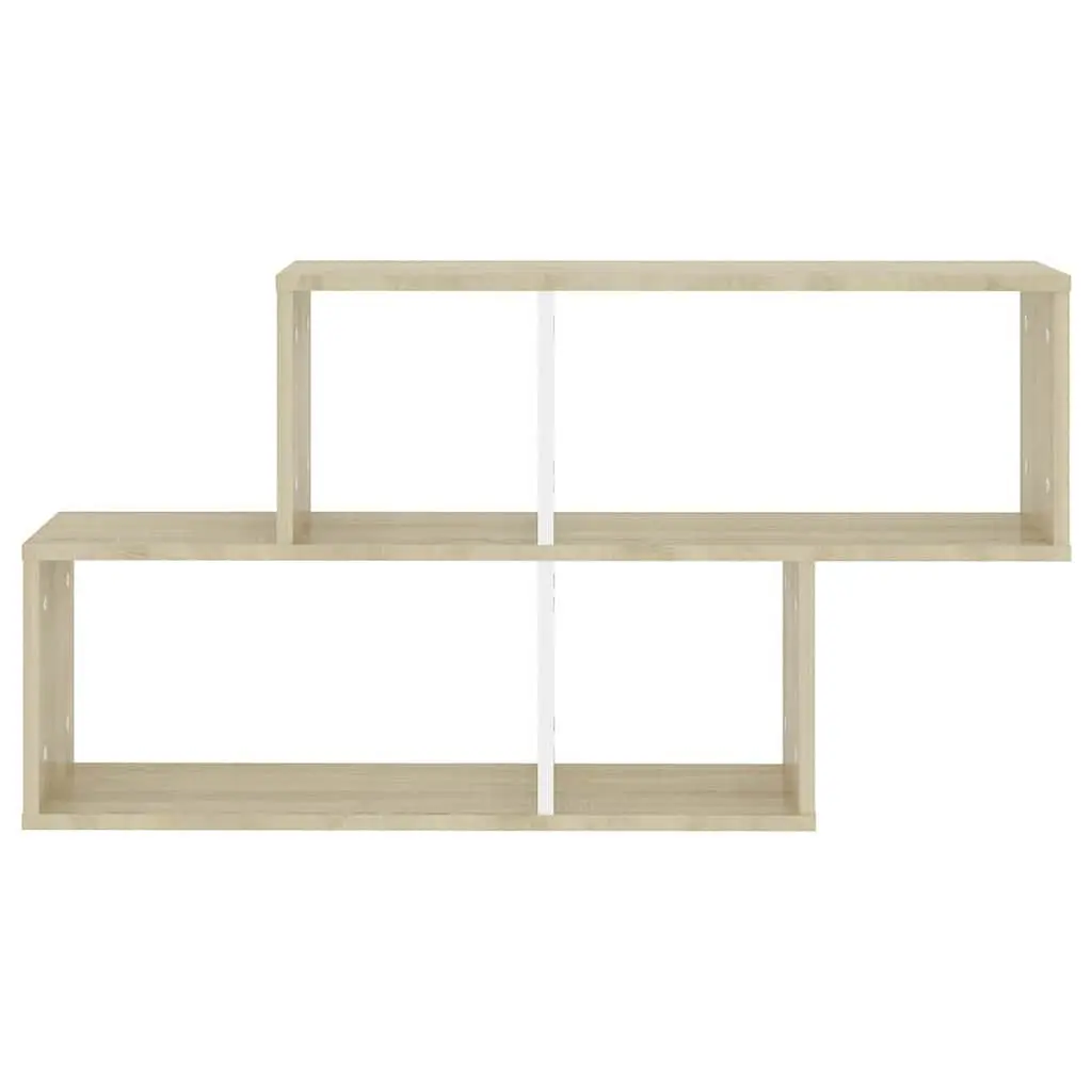 Wall Shelf White Engineered Wood Cube Display Storage Living Room 100 x 18 x 53 cm