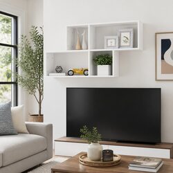 White Wall Shelf Cube Storage Display Unit Floating Bookcase Home Decor