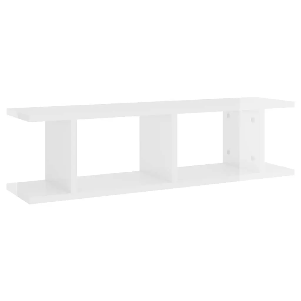 Wall Shelves 2 pcs High Gloss White Floating Display Cube Shelf Home Storage
