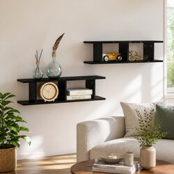 Specifications for Black Floating Cube Shelves, Set of 2