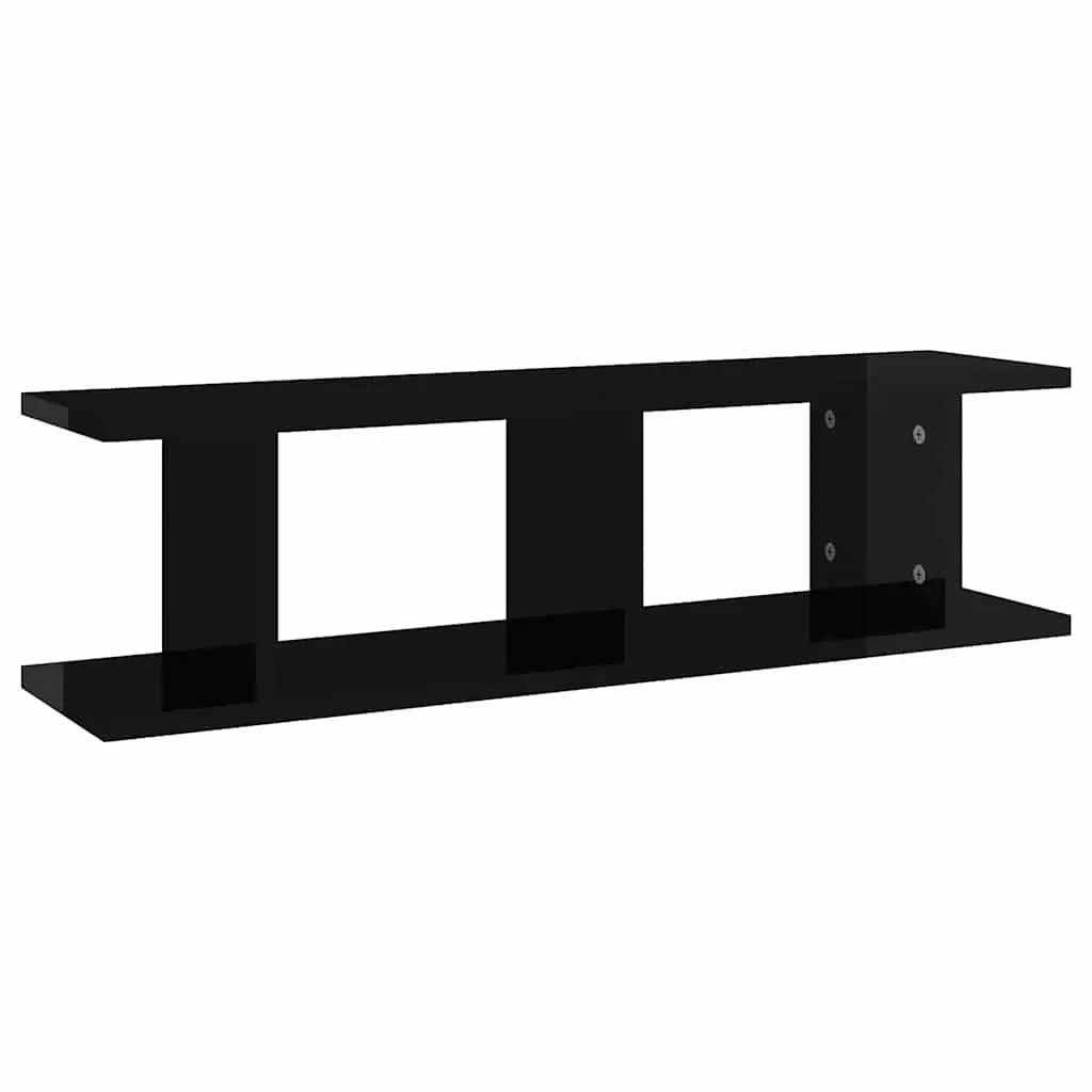 Black Floating Cube Shelves, Set of 2