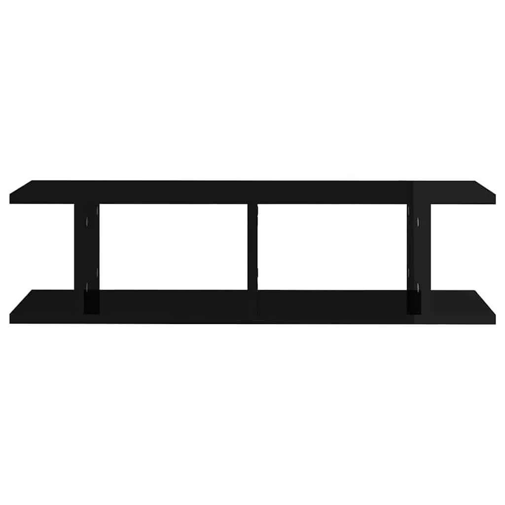 Black Floating Cube Shelves, Set of 2