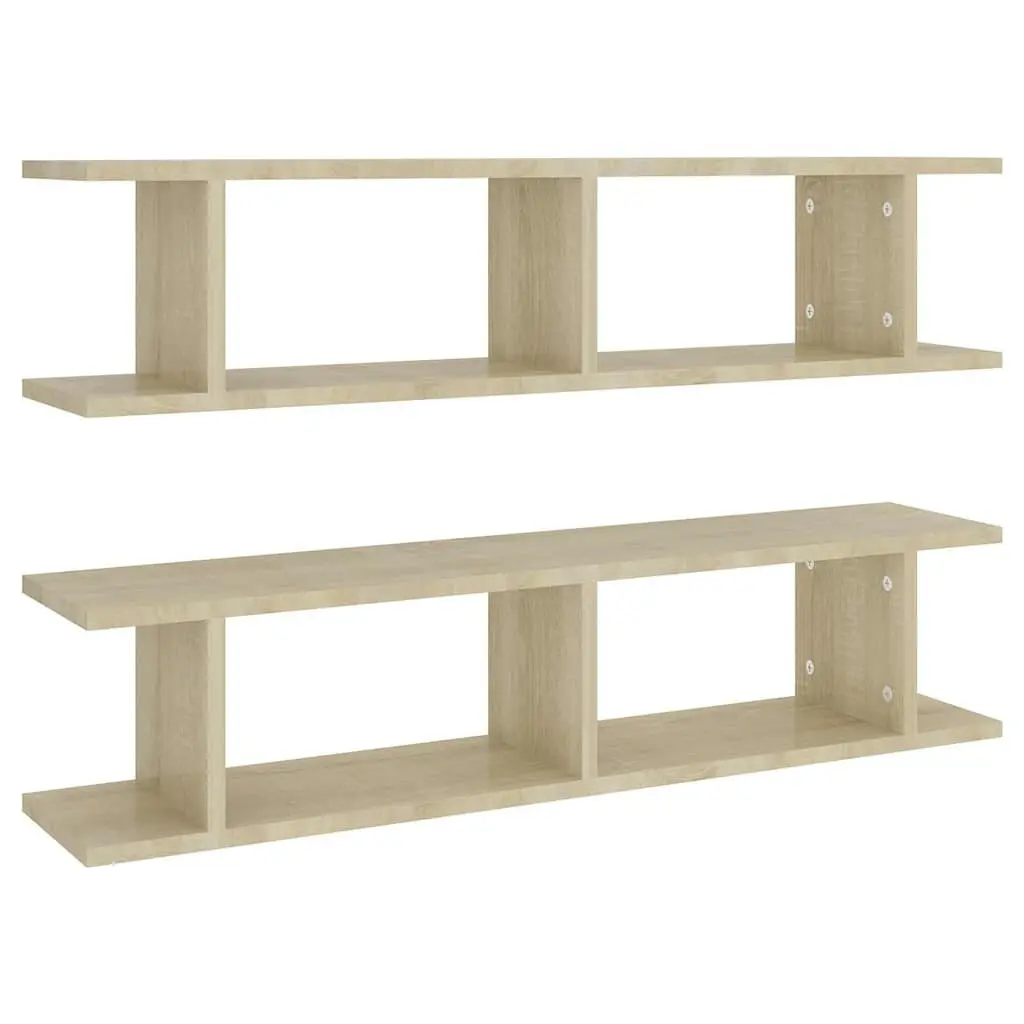 Wall Shelves for Home Decor 2 Piece Brown Cube Display Storage Shelving Unit 90 x 18 x 20 cm