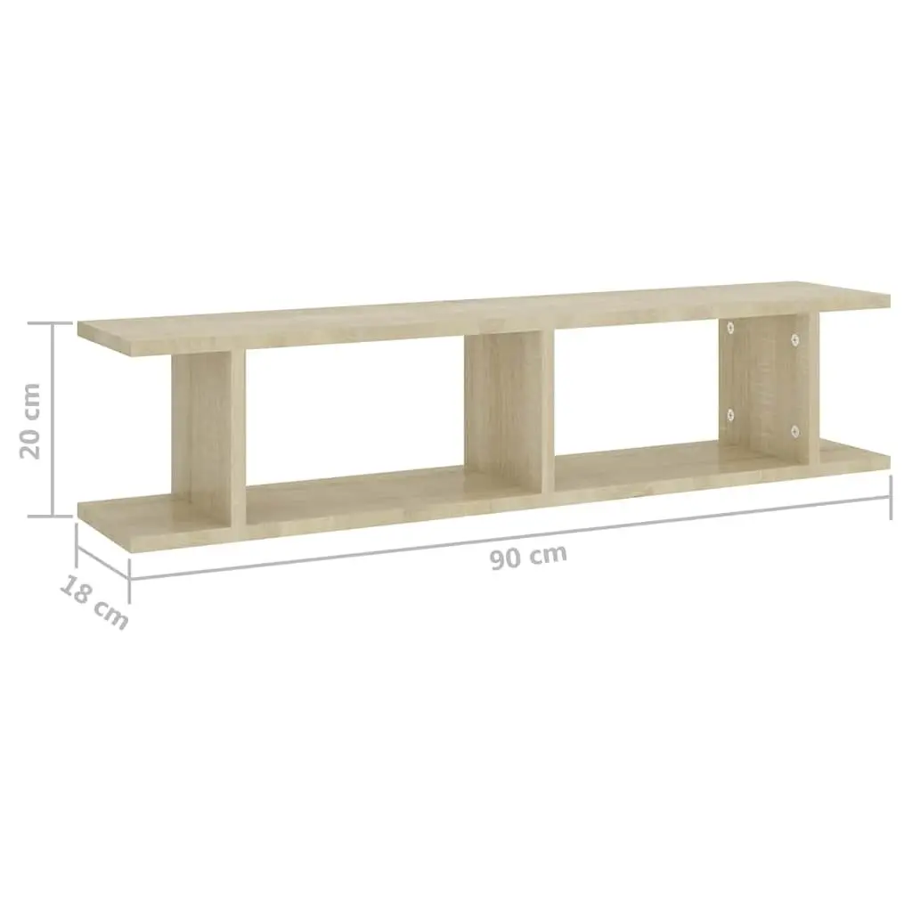 Wall Shelves for Home Decor 2 Piece Brown Cube Display Storage Shelving Unit 90 x 18 x 20 cm