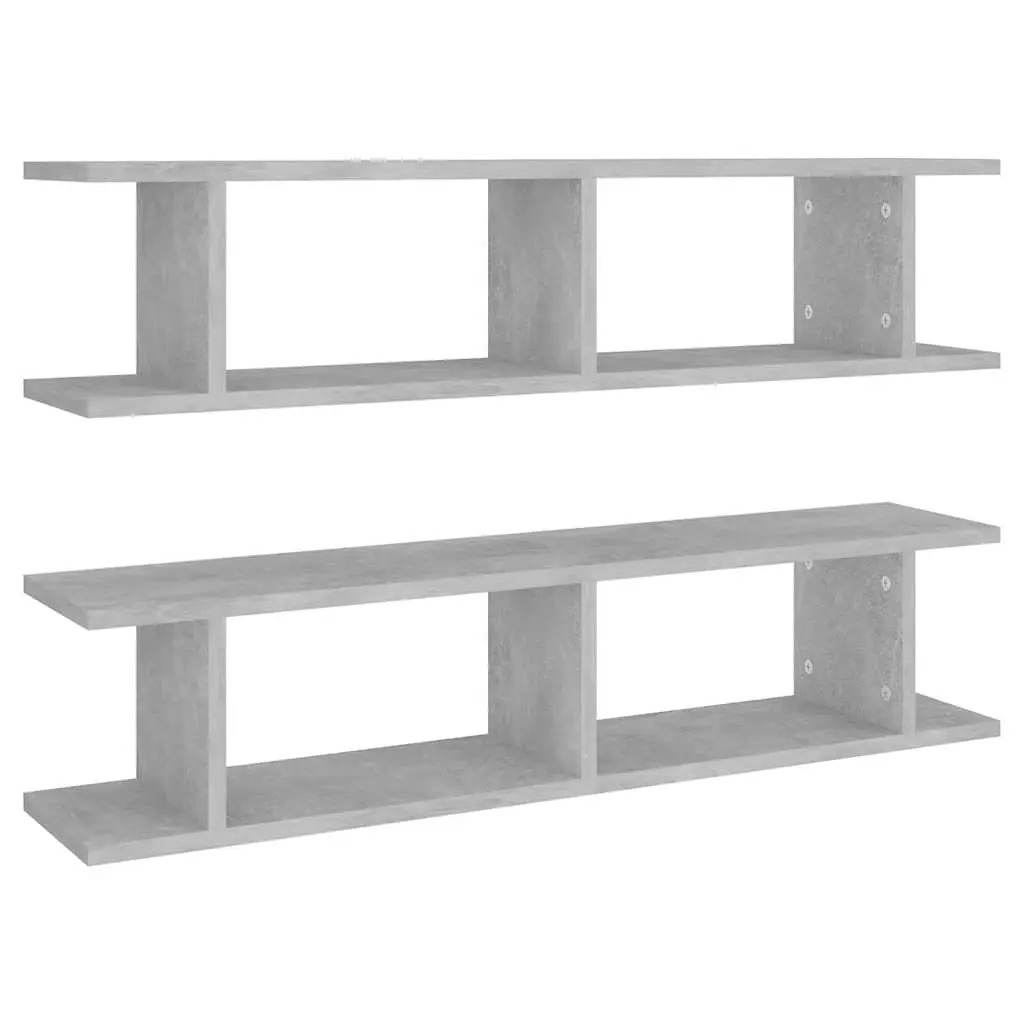 Wall Shelves 2 Piece Grey Floating Display Cube Storage Bedroom Living Room Decor