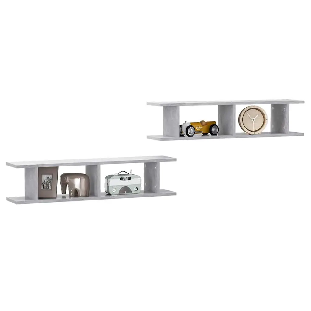 Wall Shelves 2 Piece Grey Floating Display Cube Storage Bedroom Living Room Decor
