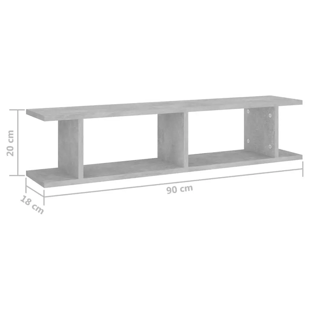 Wall Shelves 2 Piece Grey Floating Display Cube Storage Bedroom Living Room Decor