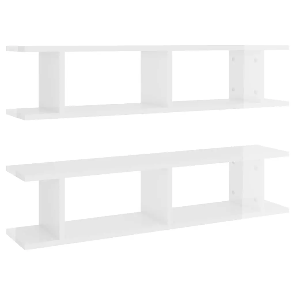 Wall Shelves 2 pcs High Gloss White Floating Cube Storage Display Shelving Unit