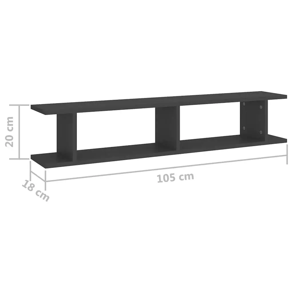 Wall Shelves Floating Cube Display Storage Grey 2 Piece Bedroom Living Room Decor