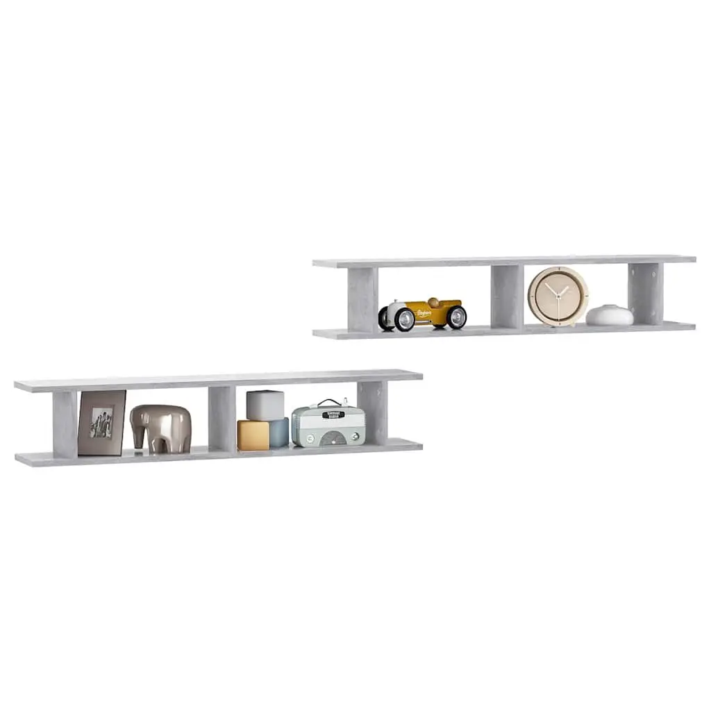 Wall Shelves for Living Room Bedroom Grey Cube Display 2 Piece
