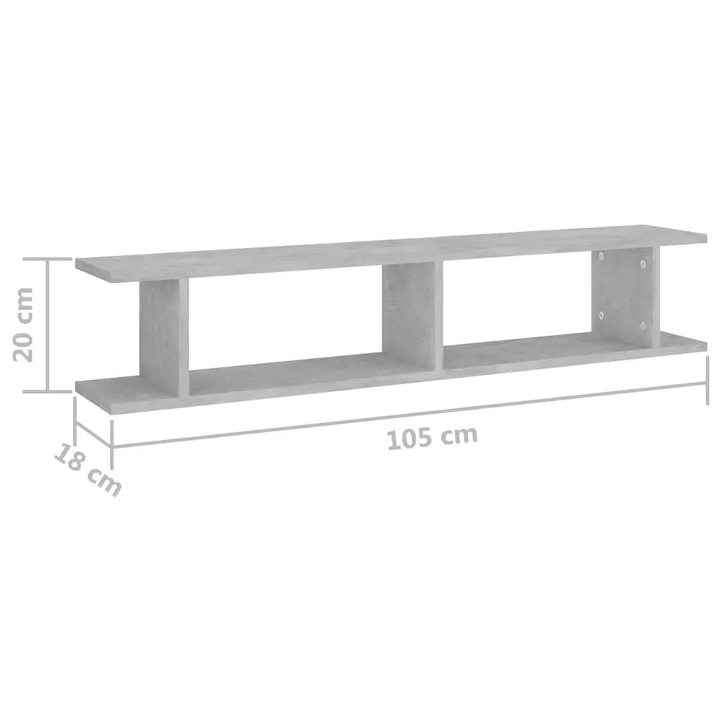 Wall Shelves for Living Room Bedroom Grey Cube Display 2 Piece