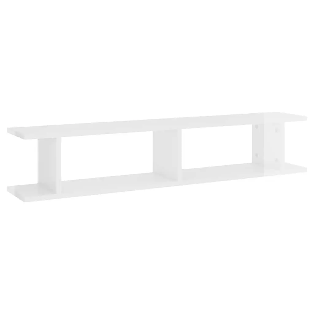 Wall Shelves 2 pcs White High Gloss Floating Display Cube Storage Living Room