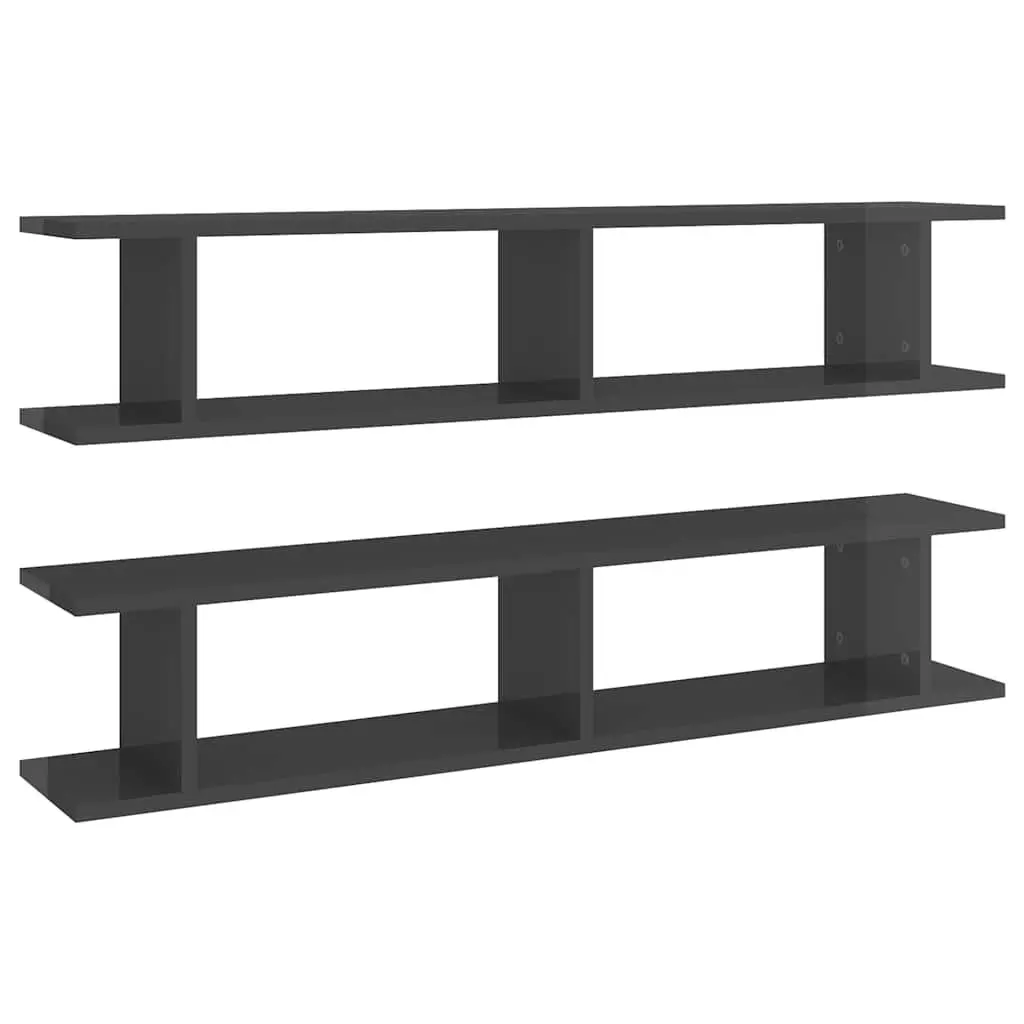 Grey High Gloss Floating Shelves 2-Piece