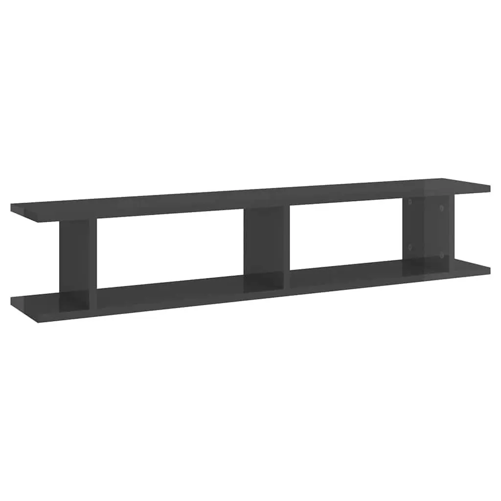 Grey High Gloss Floating Shelves 2-Piece