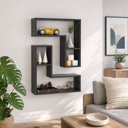 Grey Cube Floating Wall Shelves - Dimensions 50 x 15 x 50 cm