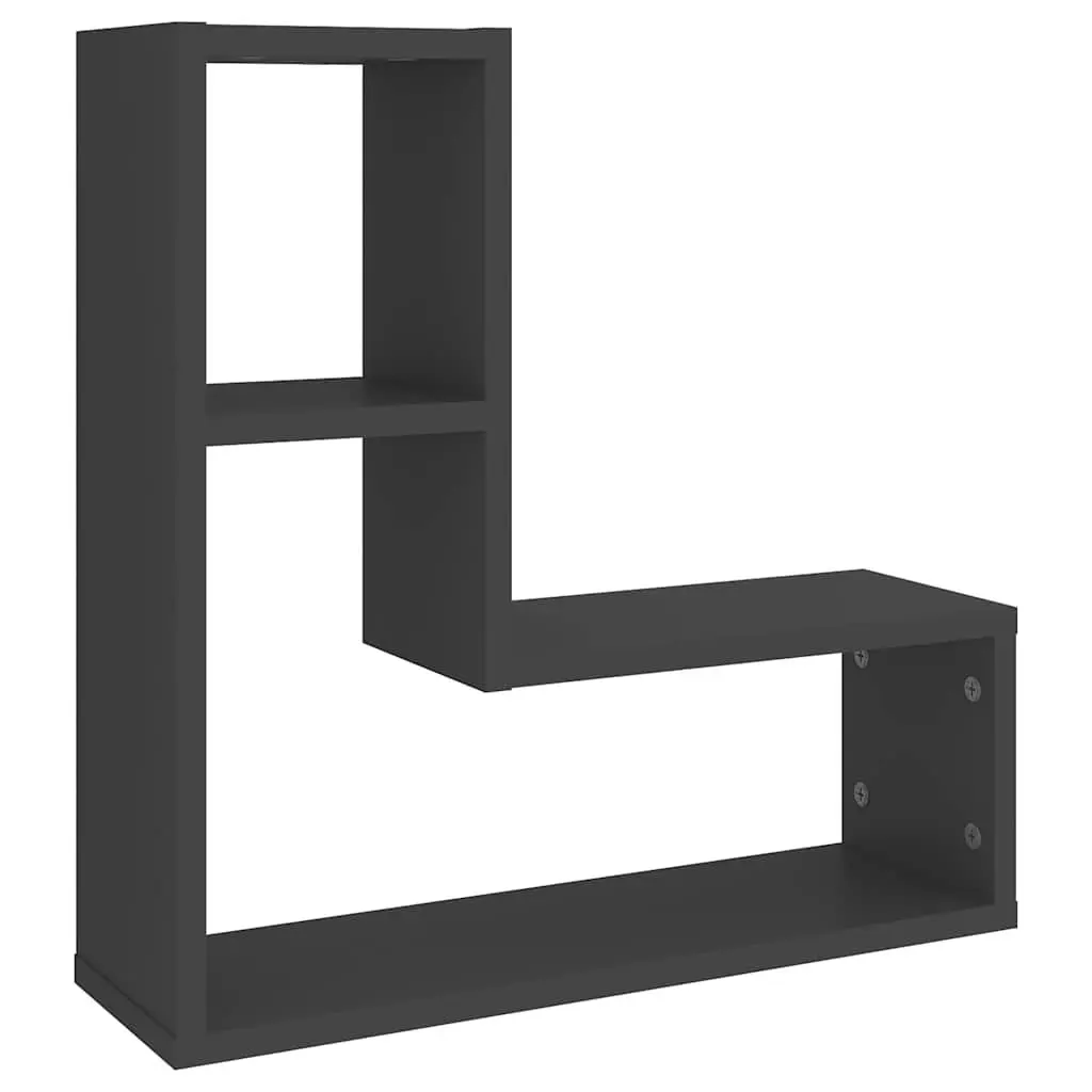 Wall Shelves 2 Piece Grey Cube Floating Display Storage Living Room Bedroom Decor