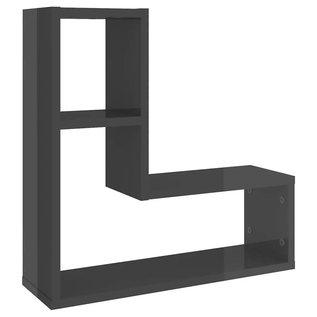 Wall Shelves 2 Piece Grey Cube Display Storage Shelving Unit Home Decor